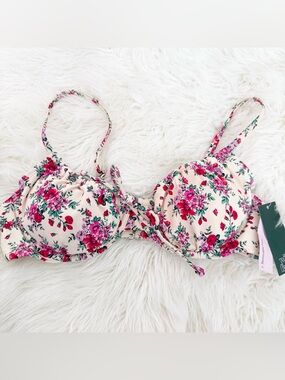 wild fable Cream Bikini Top with Pink Floral Print